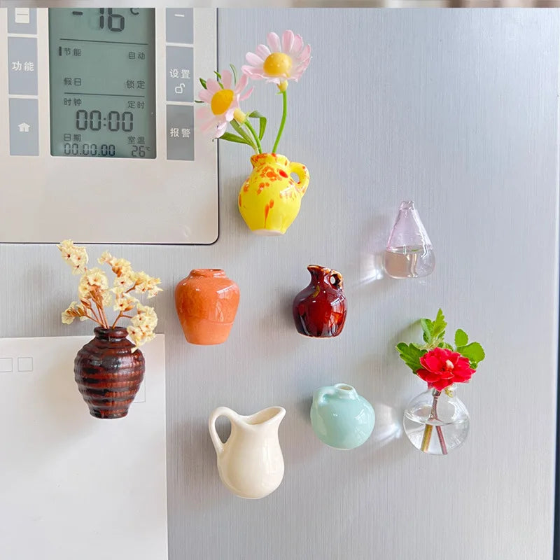 Mini Ceramic Vase Refrigerator Magnets