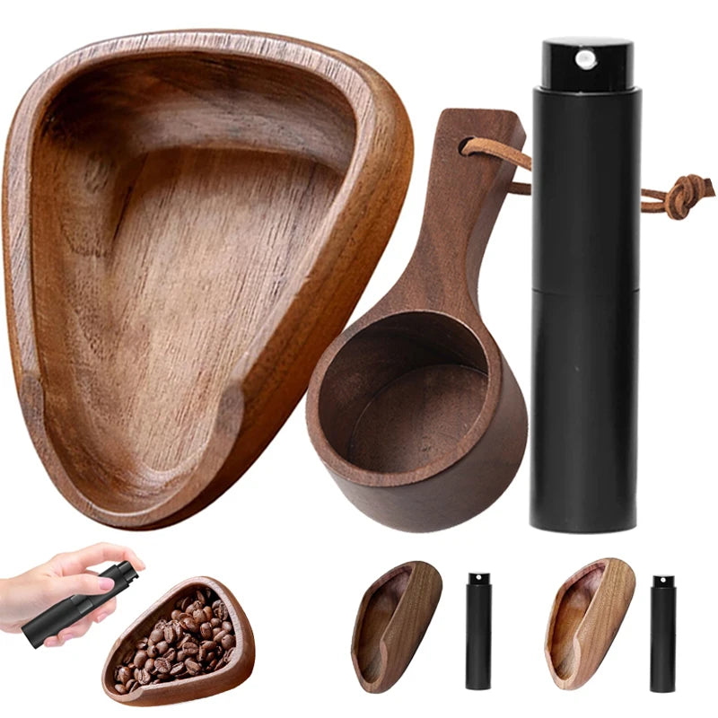WoodCraft Coffee Bean Dosing Cup & Light Spray Bottle Set