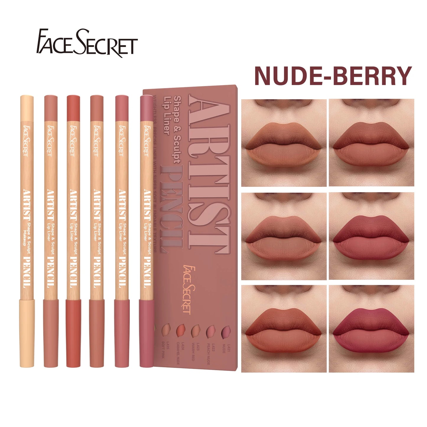 6-Piece Velvet Matte Lip Liner Collection – Long-Lasting Precision Pencils in Berry, Brown & Pink