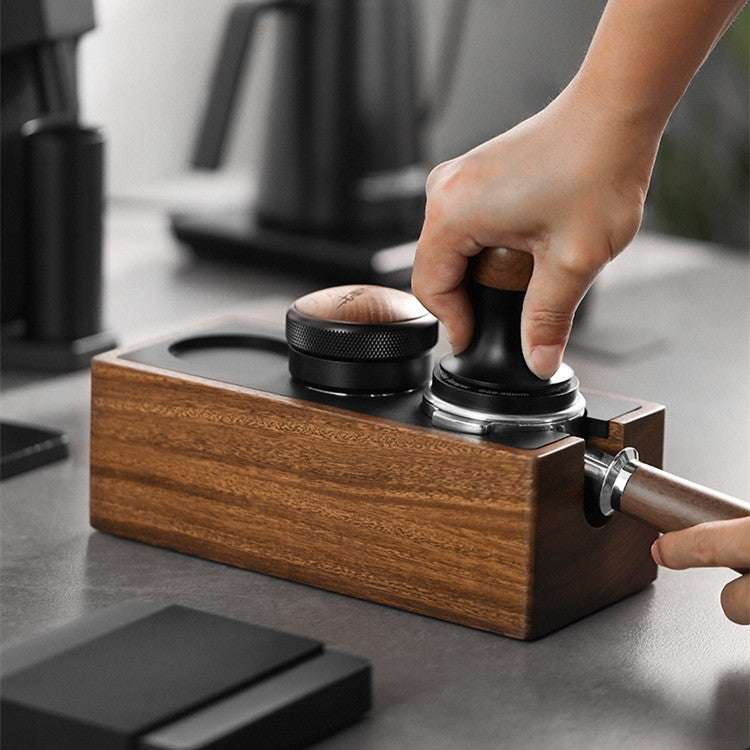 Pro Coffee Tamper Kit – Adjustable Pressure, Walnut Handle, Storage Bracket
