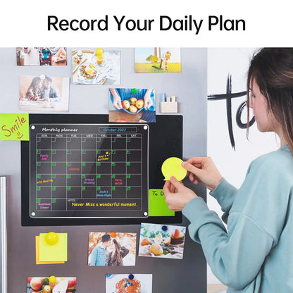 Magnetic Acrylic Fridge Calendar – 2-Pack 12" x 16" Dry Erase Planning Boards with Markers, Pen Holder & Erase Towel