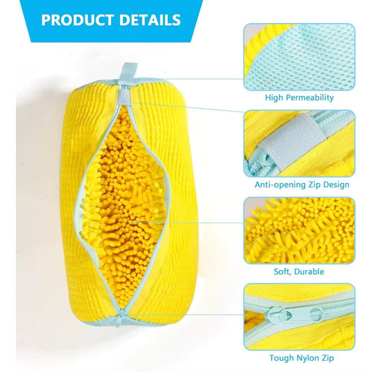 Shoe Washing Machine Bag for All Shoe Types -Yellow with Blue Zipper