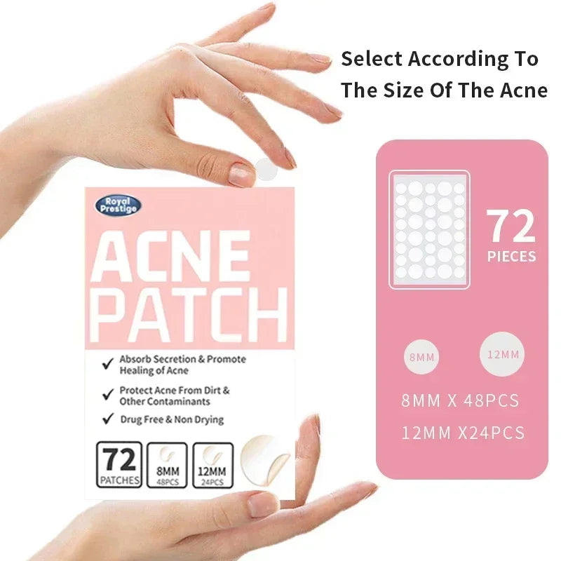 72-720 Pcs Invisible Acne Patches – Hydrocolloid Pimple Stickers for Fast Healing, Spot Concealer & Scar Repair, Waterproof & Anti-Blemish Care