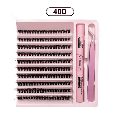 Eyelash Extension Kit – 200 PCS Cluster Lashes with Lash Bond & Seal, Professional Glue & Accessories for At-Home Lash Application