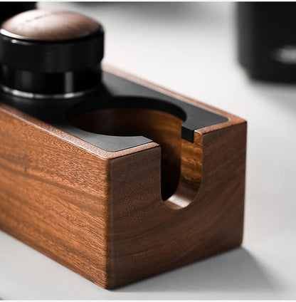 Pro Coffee Tamper Kit – Adjustable Pressure, Walnut Handle, Storage Bracket