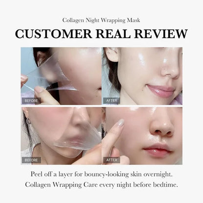 Face Night Mask Collagen Wrapping Mask Natural Ingredients Firming Elasticity & Hydration Anti-Wrinkle for Skin Care