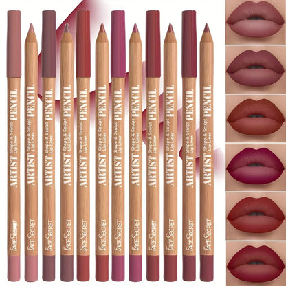 6-Piece Velvet Matte Lip Liner Collection – Long-Lasting Precision Pencils in Berry, Brown & Pink