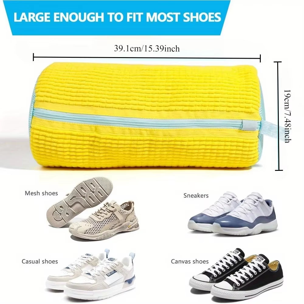 Shoe Washing Machine Bag for All Shoe Types -Yellow with Blue Zipper