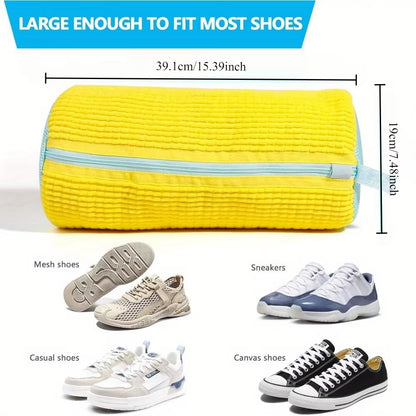 Shoe Washing Machine Bag for All Shoe Types -Yellow with Blue Zipper