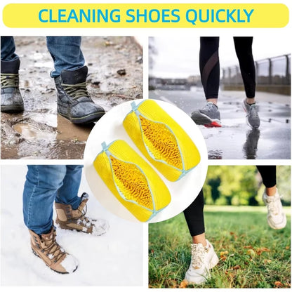 Shoe Washing Machine Bag for All Shoe Types -Yellow with Blue Zipper