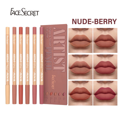 6-Piece Velvet Matte Lip Liner Collection – Long-Lasting Precision Pencils in Berry, Brown & Pink