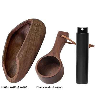 WoodCraft Coffee Bean Dosing Cup & Light Spray Bottle Set