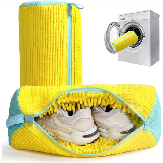 Shoe Washing Machine Bag for All Shoe Types -Yellow with Blue Zipper