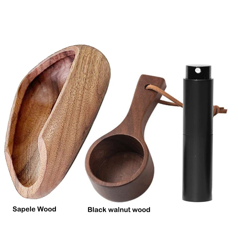 WoodCraft Coffee Bean Dosing Cup & Light Spray Bottle Set