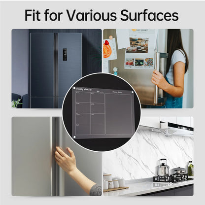 Magnetic Acrylic Fridge Calendar – 2-Pack 12" x 16" Dry Erase Planning Boards with Markers, Pen Holder & Erase Towel
