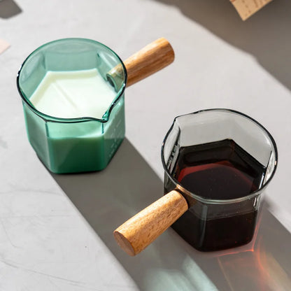 120ml Glass Espresso Measuring Cup with Wooden Handle