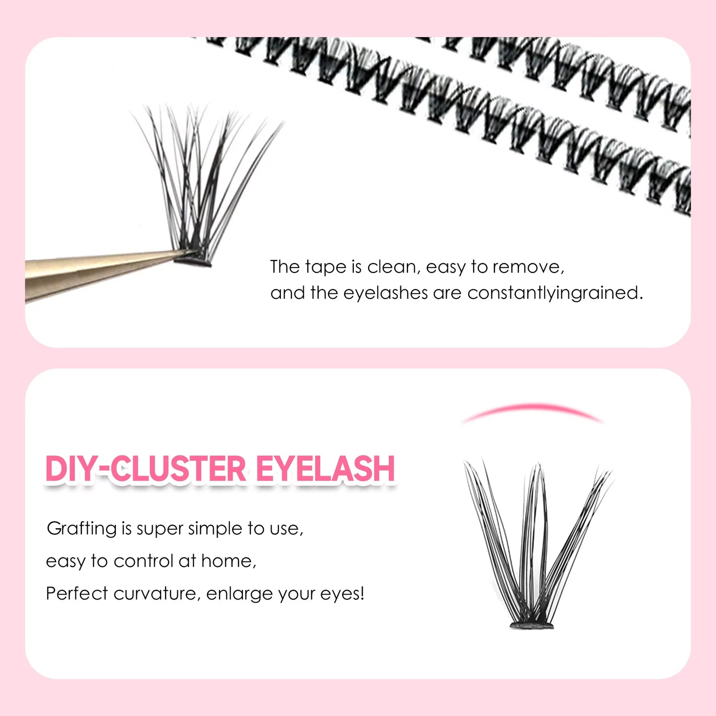 Eyelash Extension Kit – 200 PCS Cluster Lashes with Lash Bond & Seal, Professional Glue & Accessories for At-Home Lash Application