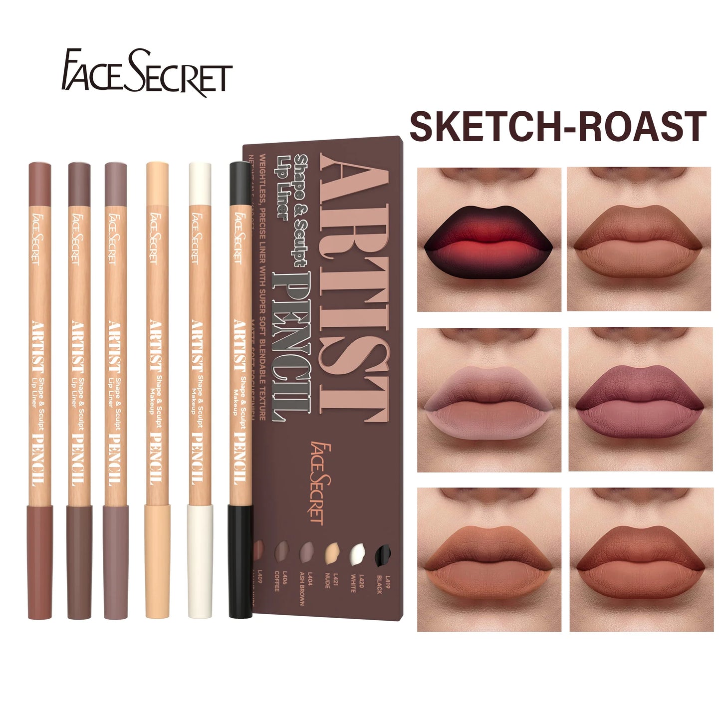 6-Piece Velvet Matte Lip Liner Collection – Long-Lasting Precision Pencils in Berry, Brown & Pink